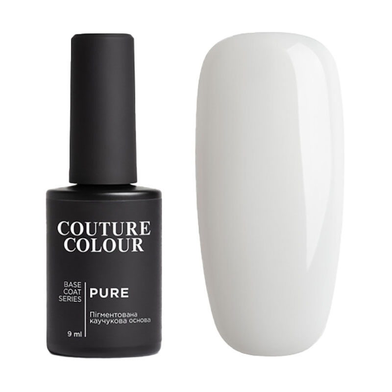Камуфлювальна каучукова база для гель-лаку Couture Colour Pure Base Coat 01 Молочний, 9 мл